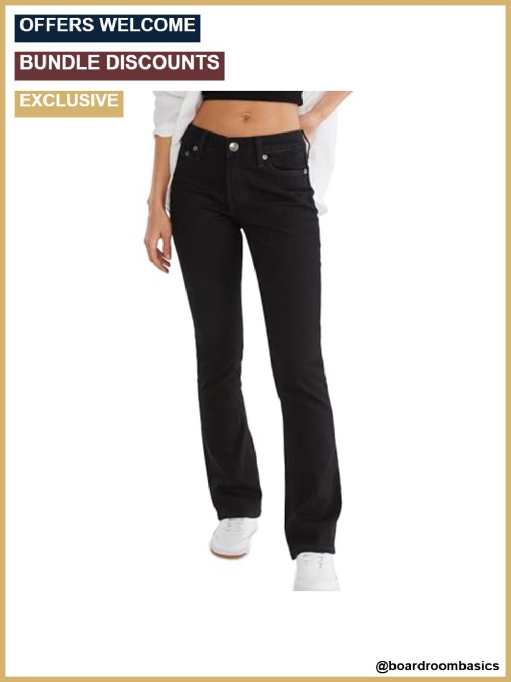 Aeropostale Women's Mid Rise Boot Cut Jeans, Comfort Stretch Denim, 5-Pocket,